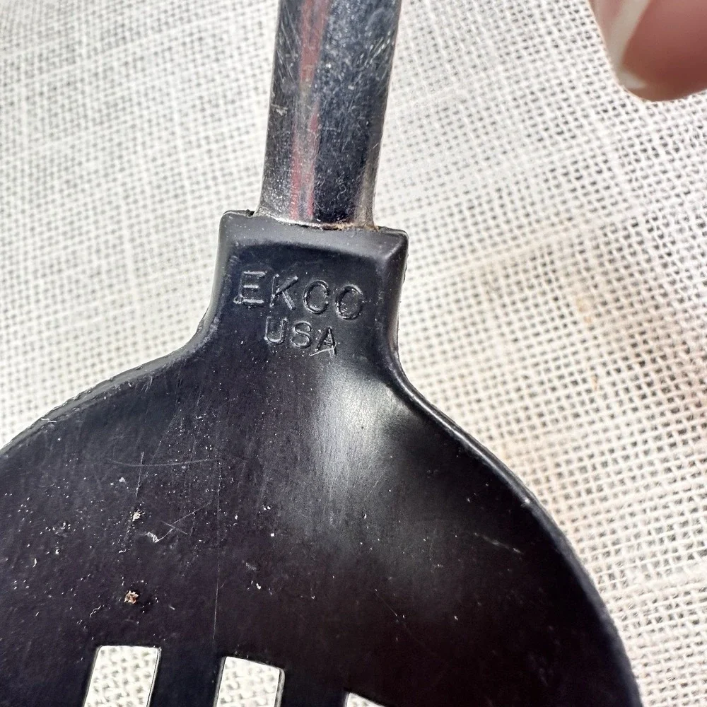 EKCO USA Slotted Spoon‎ Floral Handle Multilingual 